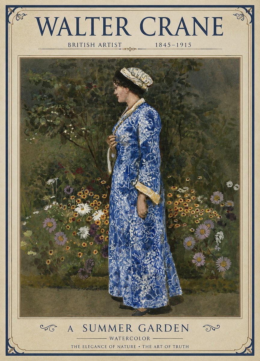 Walter Crane A Summer Garden No1 - Affiche