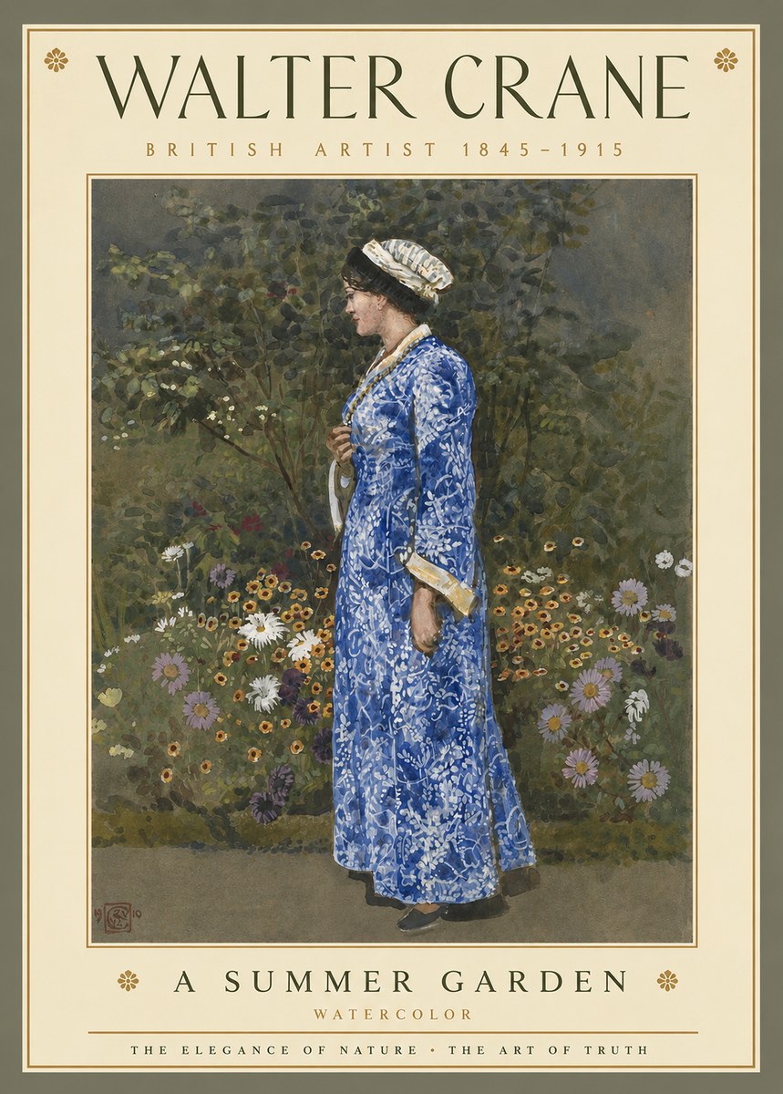 Walter Crane A Summer Garden No3 - Affiche