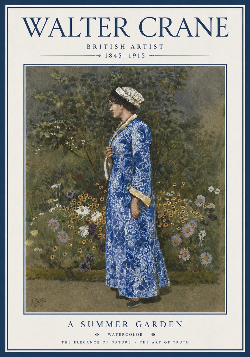 Walter Crane A Summer Garden No5 - Affiche