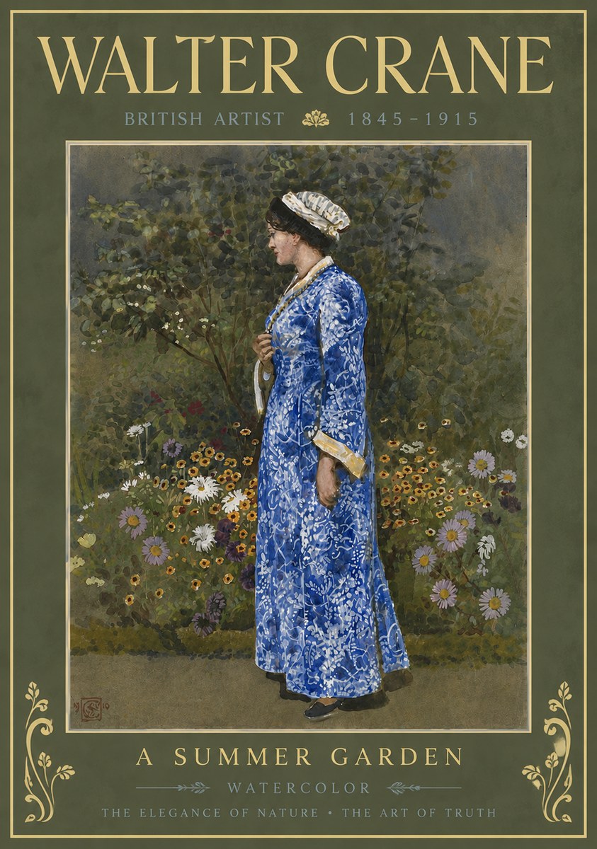 Walter Crane A Summer Garden No6 - Affiche