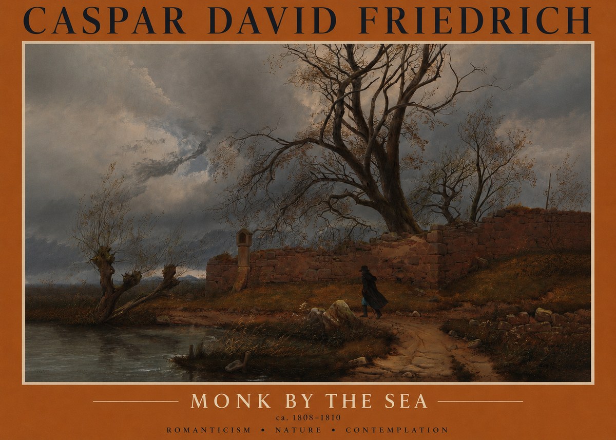 Caspar David Friedrich Autumn Landscape with Ruin No3 - Affiche