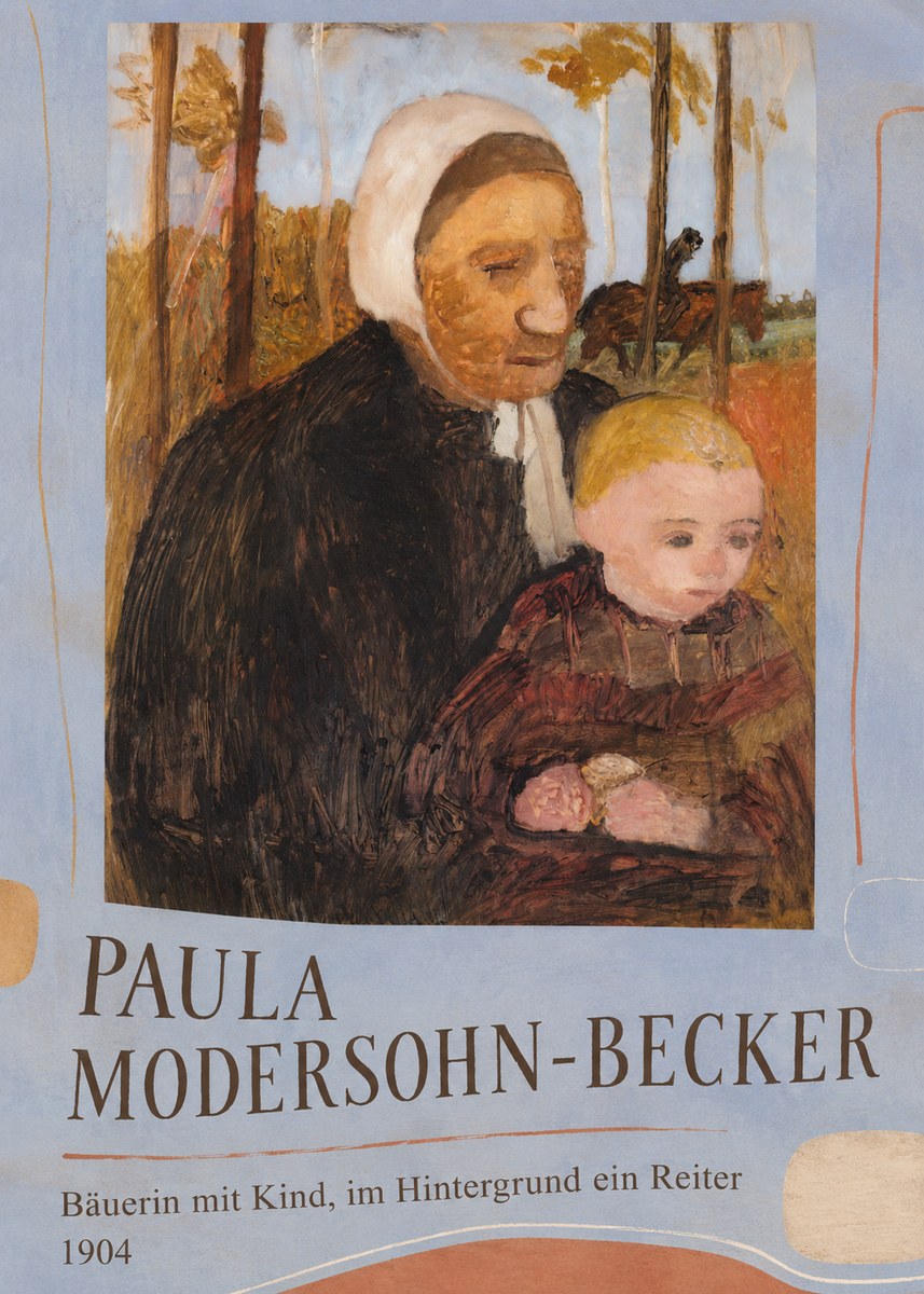 Paula Modersohn-Becker Bäuerin Mit Kind, Im Hintergrund Ein Reiter No3 - Affiche