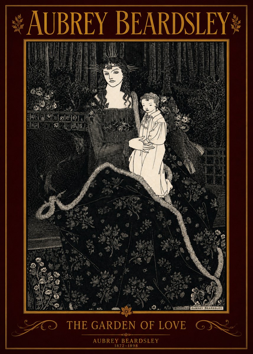 Aubrey Beardsley The Garden of Love No2 - Affiche