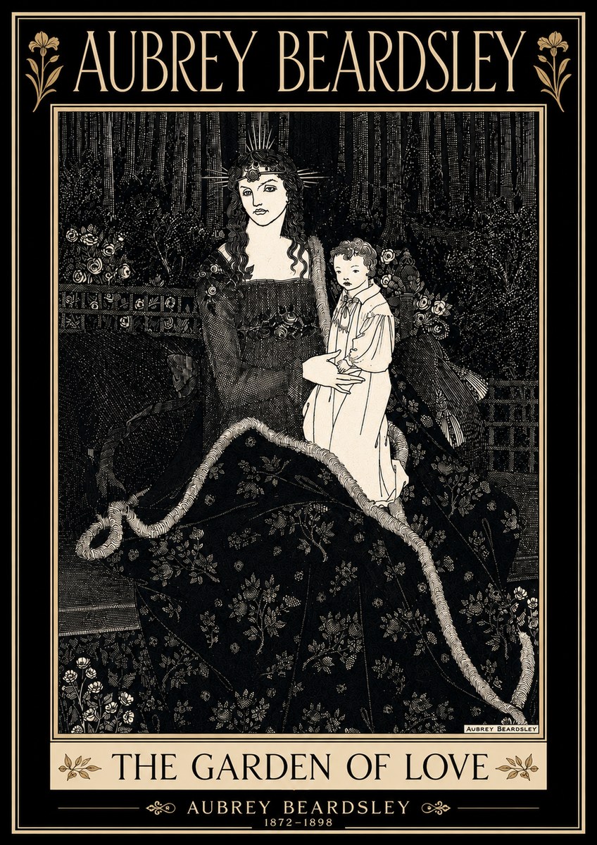 Aubrey Beardsley The Garden of Love No4 - Affiche