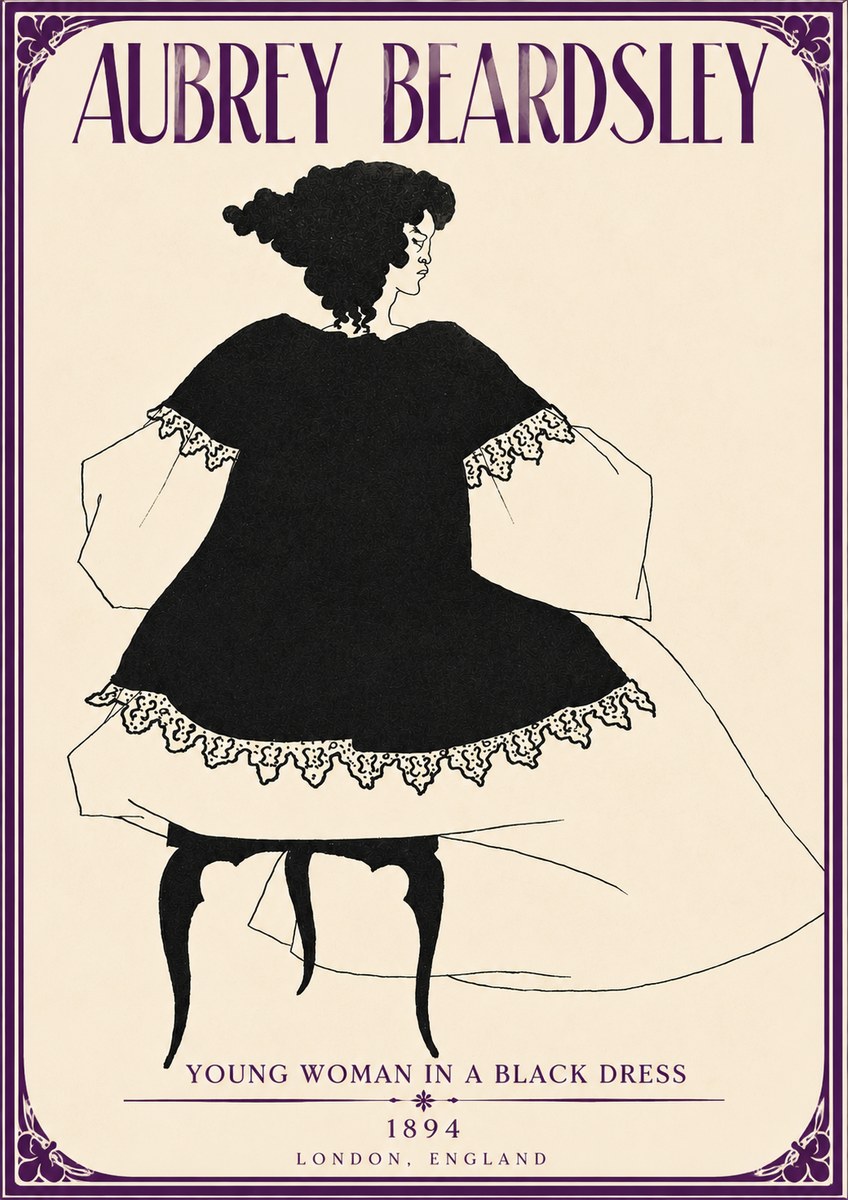 Aubrey Beardsley Woman in a Dress No5 - Affiche