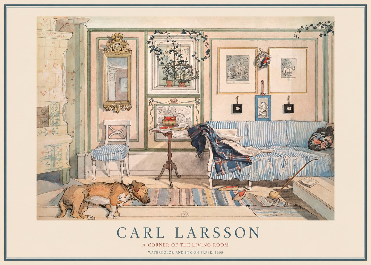 Carl Larsson Interior with Sleeping Dog No4 - Affiche