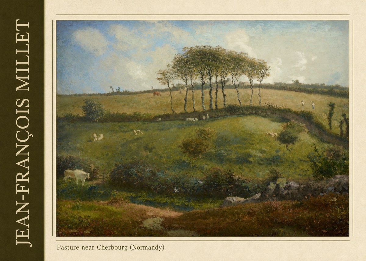 Jean-François Millet Pasture Near Cherbourg (Normandy) No2 - Affiche