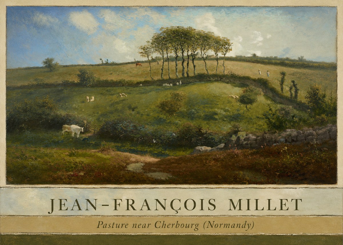 Jean-François Millet Pasture Near Cherbourg (Normandy) No3 - Affiche