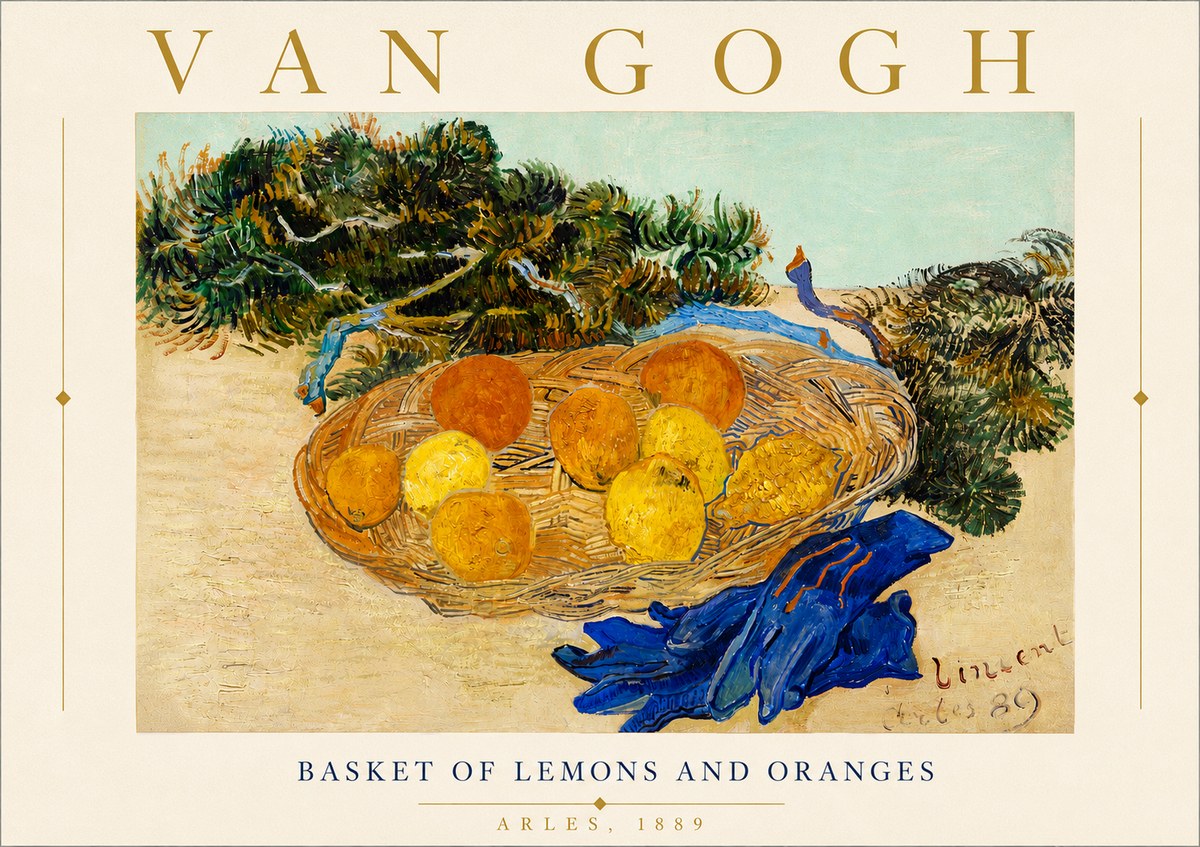 Van Gogh Basket of Lemons and Oranges No6 - Affiche