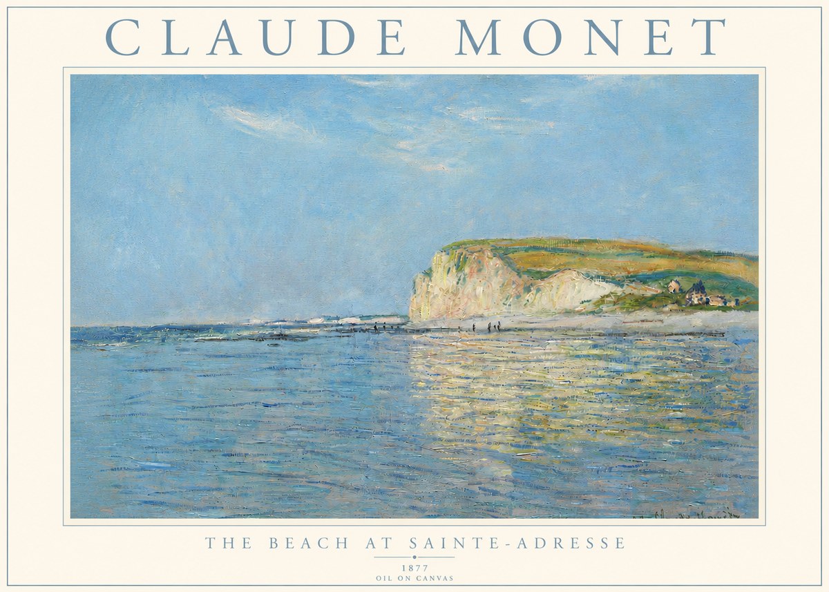 Monet The Beach at Sainte-adresse III No3 - Affiche