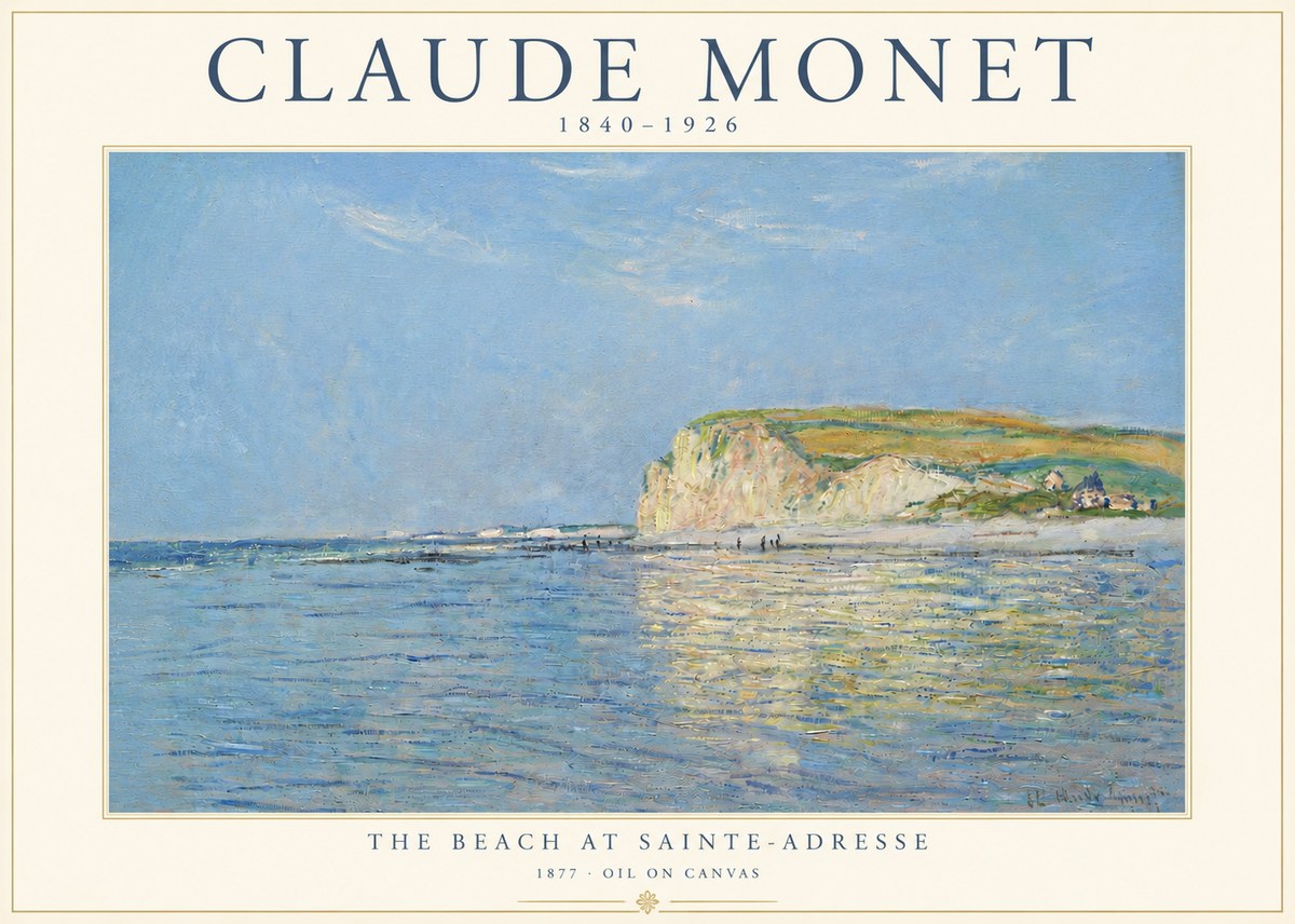 Monet The Beach at Sainte-adresse III No4 - Affiche