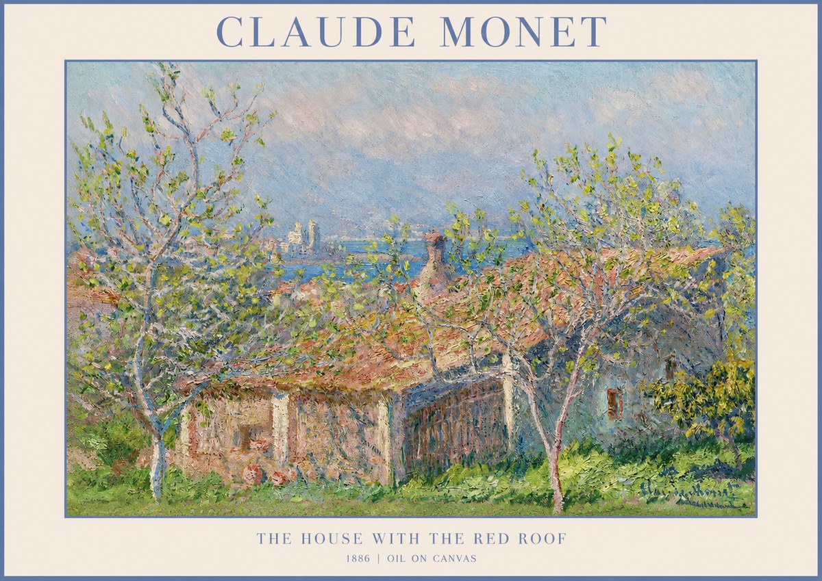 Monet The House with the Red Roof No1 - Affiche