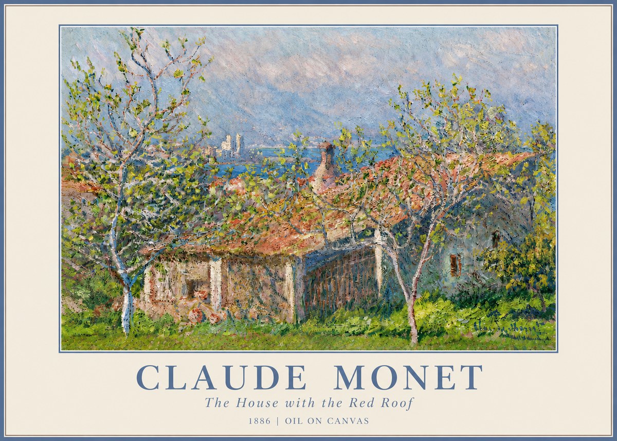 Monet The House with the Red Roof No3 - Affiche