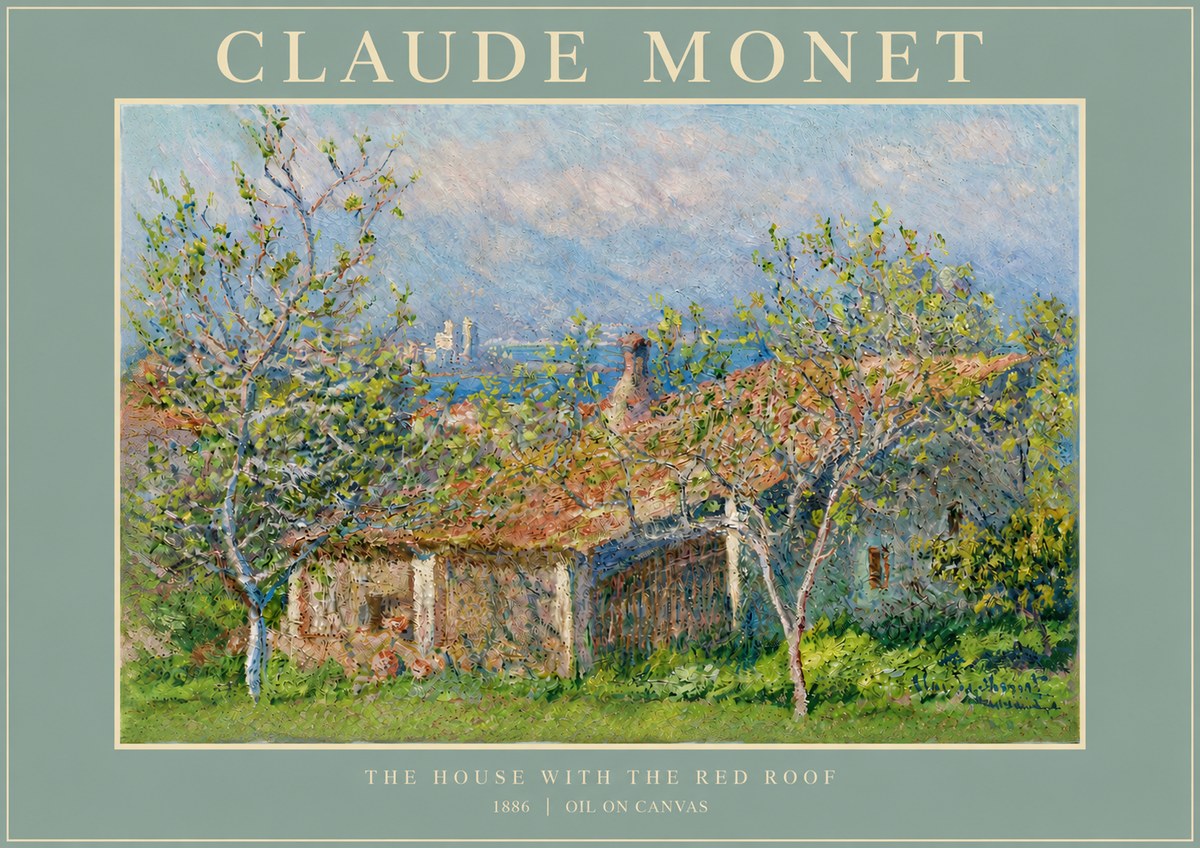 Monet The House with the Red Roof No4 - Affiche