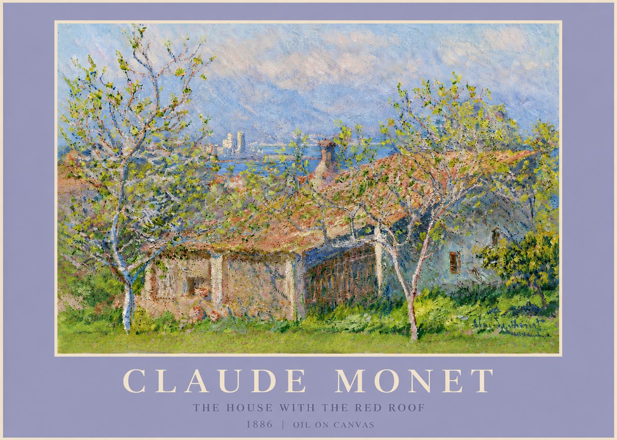 Monet The House with the Red Roof No5 - Affiche