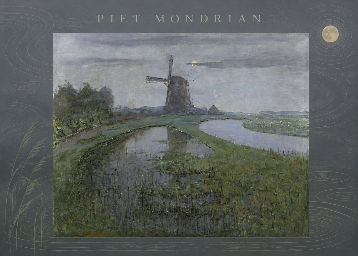 Piet Mondrian Windmill by the Water II No5 - Affiche