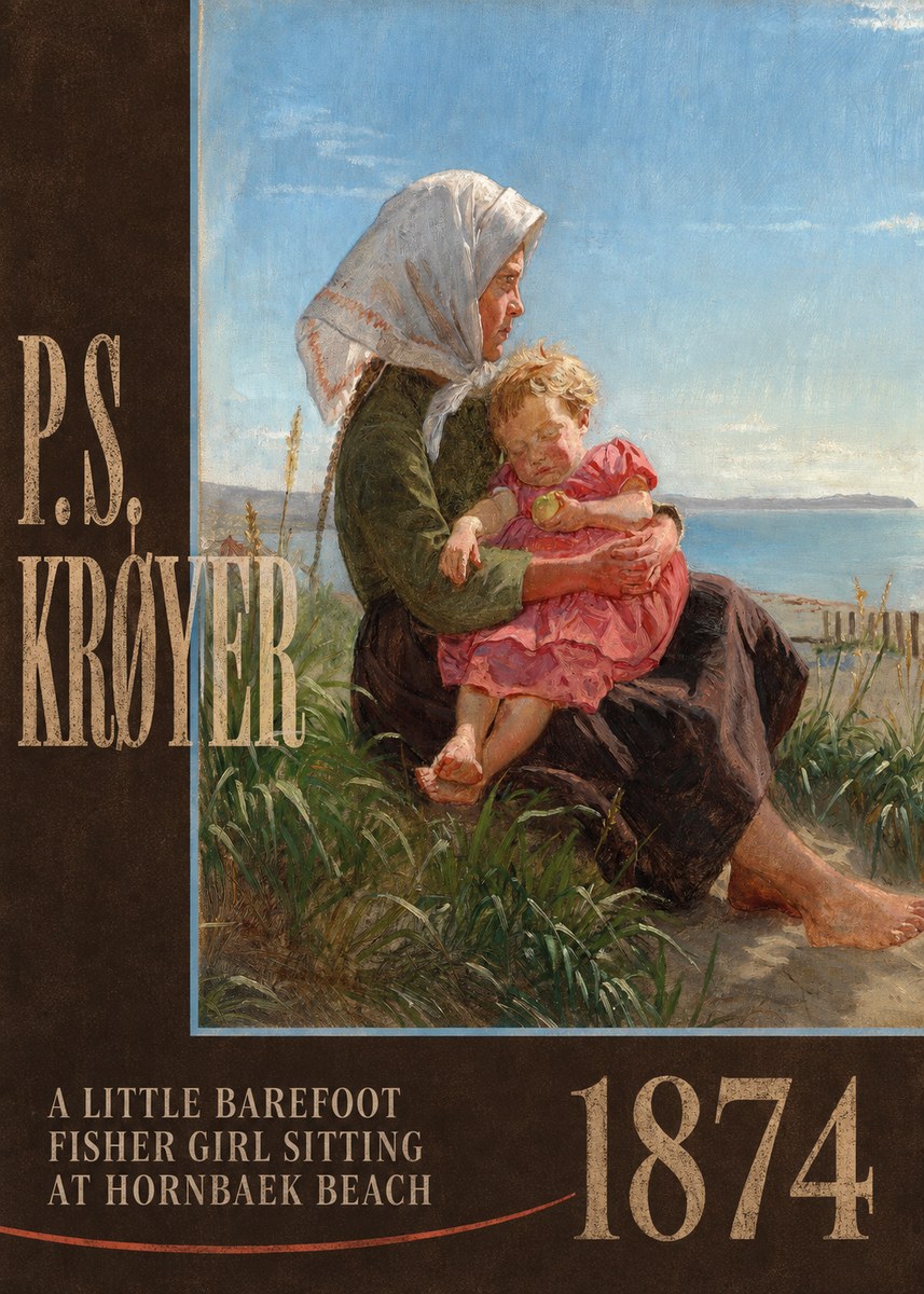 P.S. Krøyer A Little Barefoot Fisher Girl Sitting at Hornbaek Beach No6 - Affiche