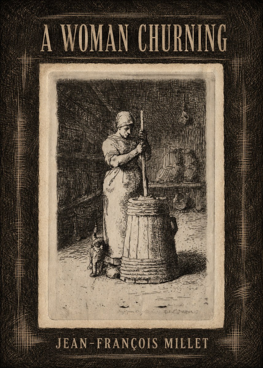 Jean-François Millet A Woman Churning No4 - Affiche