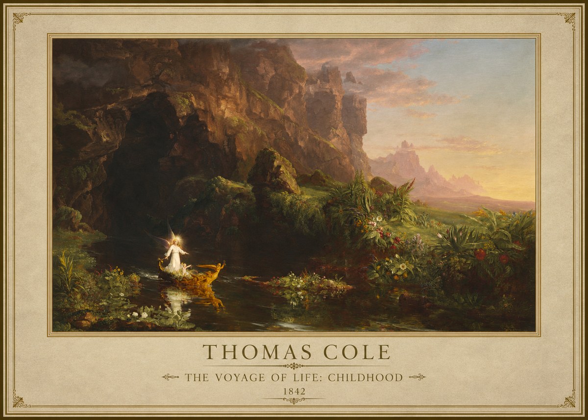 Thomas Cole The Voyage of Life: Childhood IV No1 - Affiche