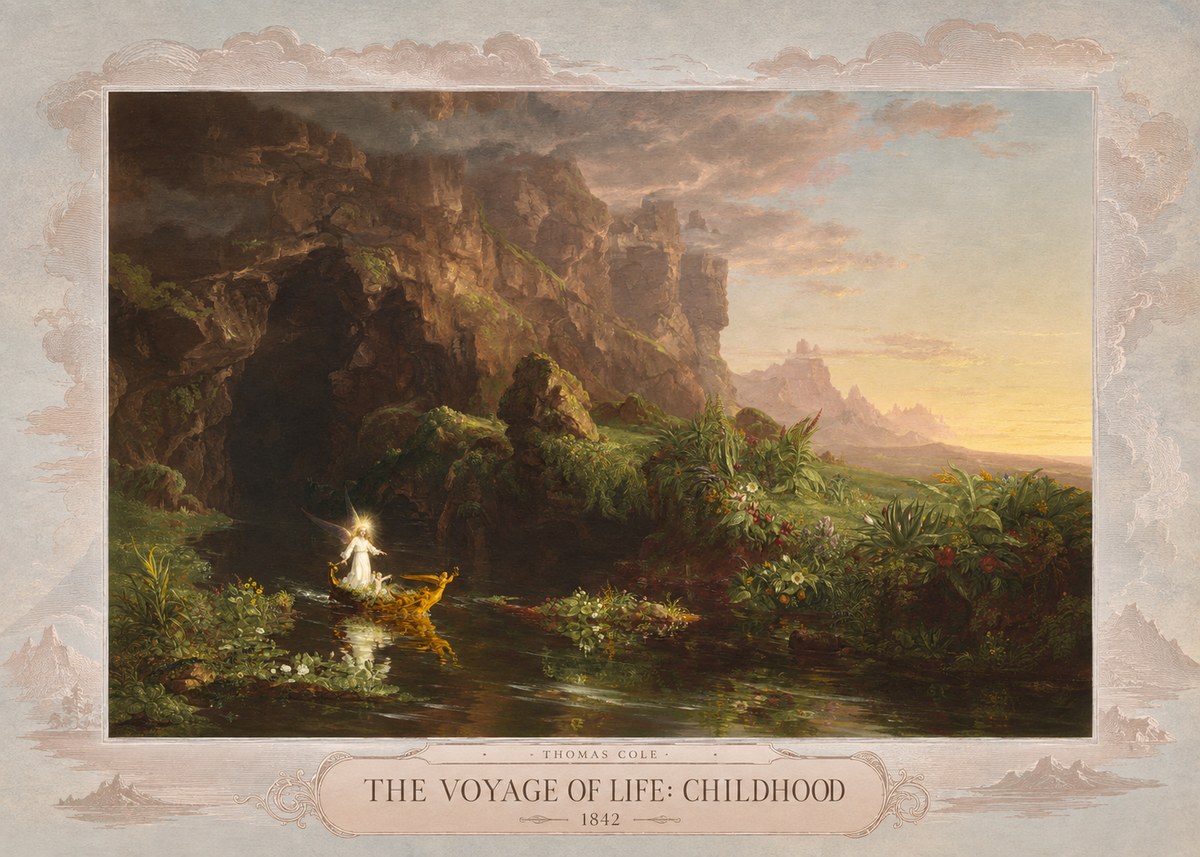 Thomas Cole The Voyage of Life: Childhood IV No5 - Affiche
