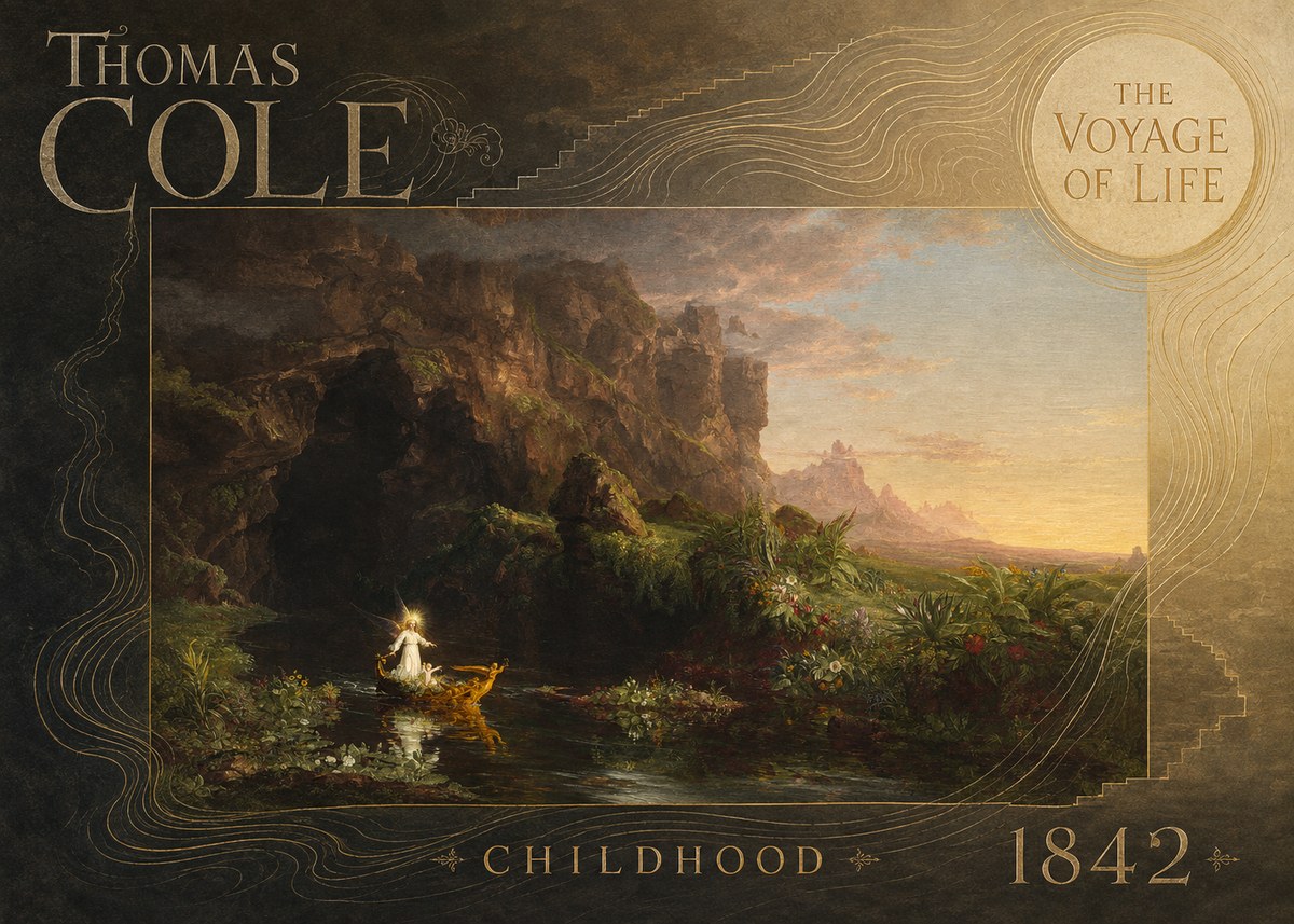Thomas Cole The Voyage of Life: Childhood IV No6 - Affiche