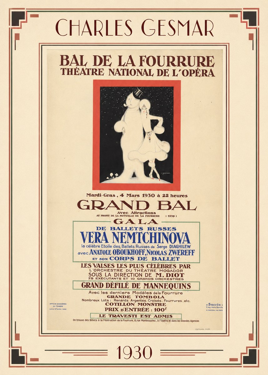 Charles Gesmar Bal De La Fourrure Théâtre National De L'opéra No1 - Affiche