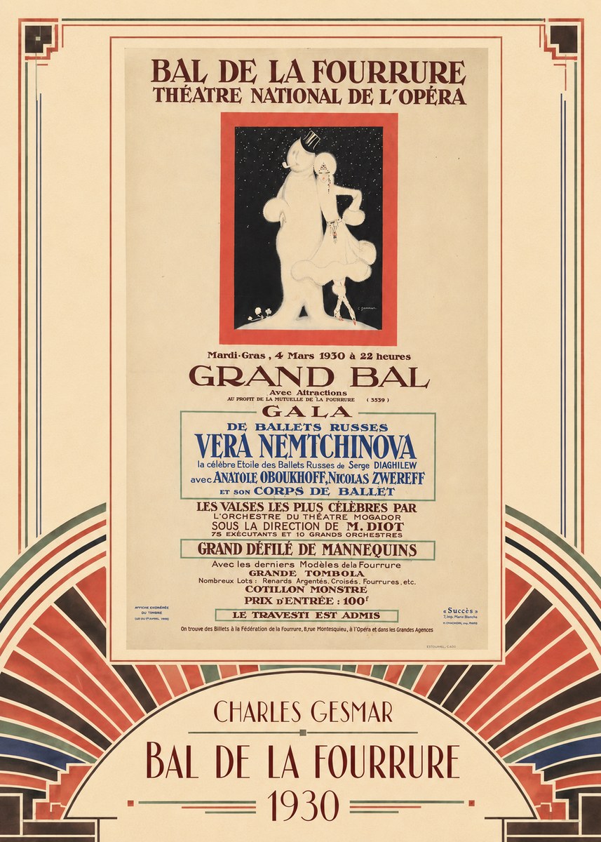 Charles Gesmar Bal De La Fourrure Théâtre National De L'opéra No3 - Affiche