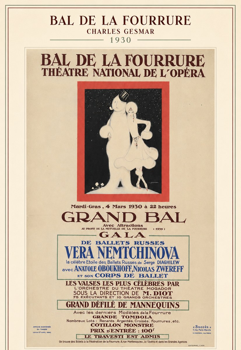 Charles Gesmar Bal De La Fourrure Théâtre National De L'opéra No5 - Affiche