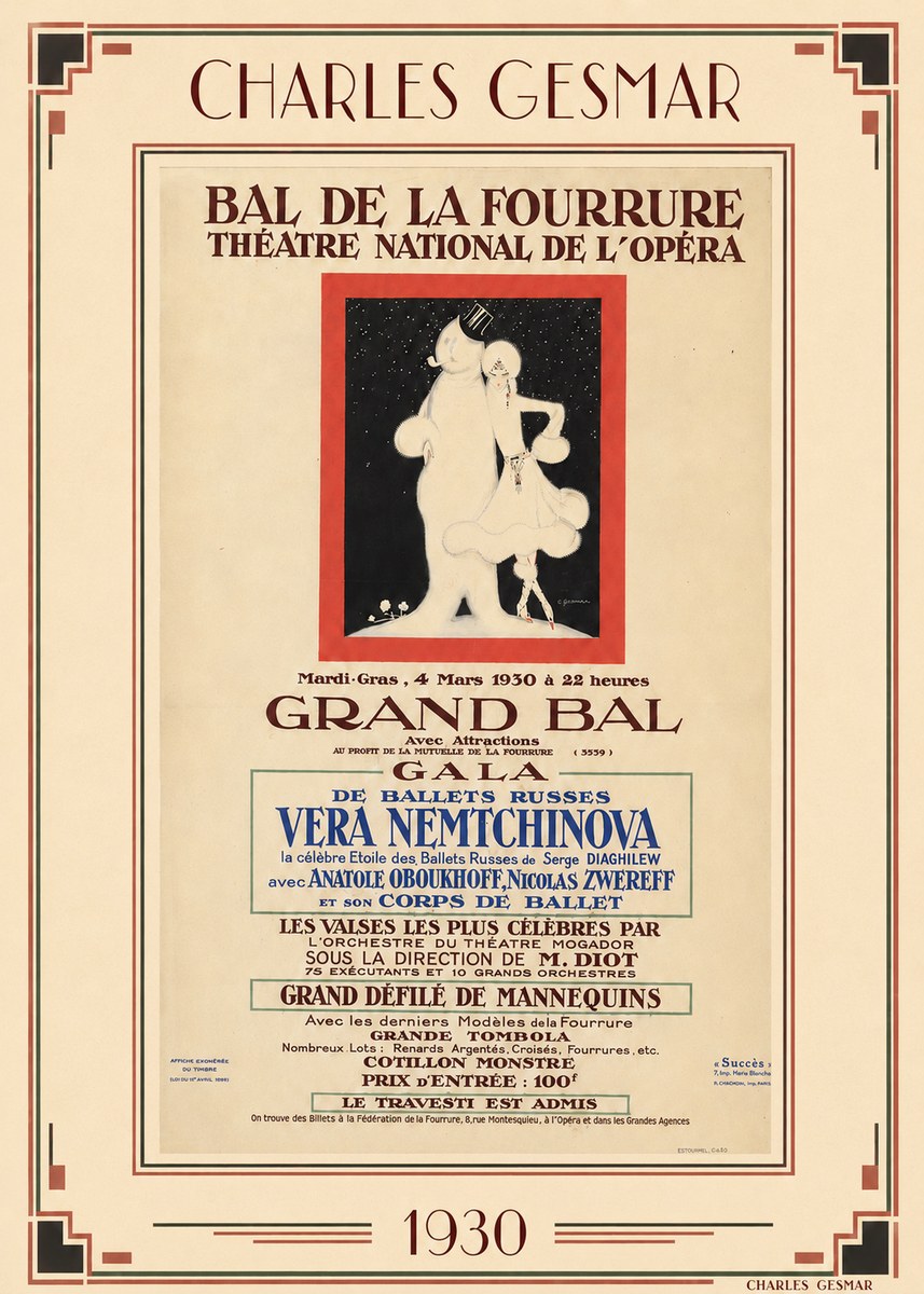Charles Gesmar Bal De La Fourrure Théâtre National De L'opéra No6 - Affiche