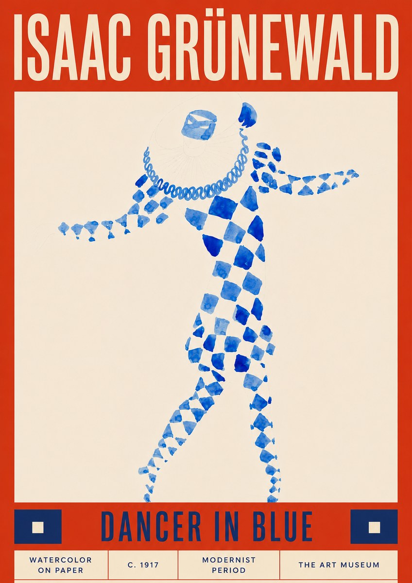 Isaac Grünewald Dancer in Blue No6 - Affiche