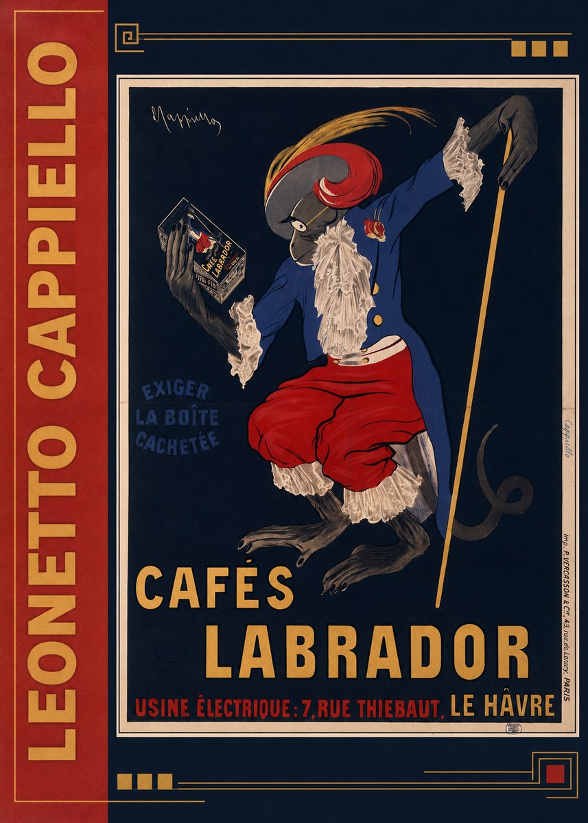 Leonetto Cappiello Cafés Labrador No2 - Affiche