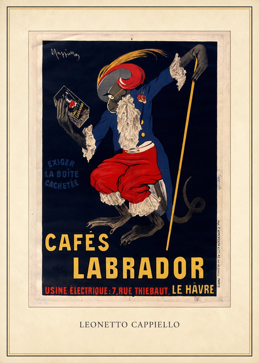 Leonetto Cappiello Cafés Labrador No4 - Affiche