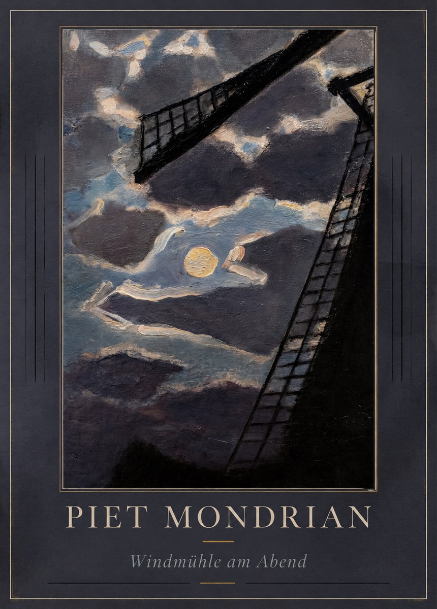Piet Mondrian Windmühle Am Abend II No1 - Affiche