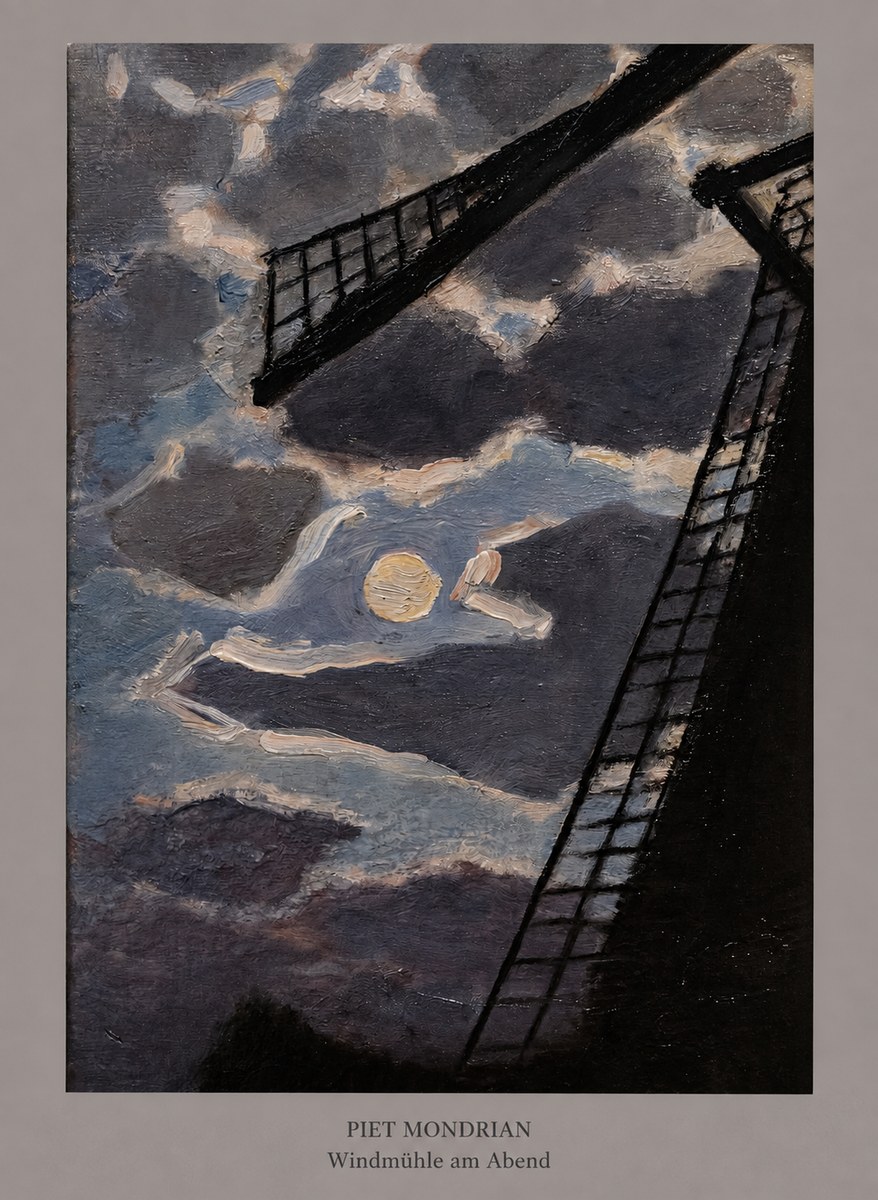 Piet Mondrian Windmühle Am Abend II No5 - Affiche