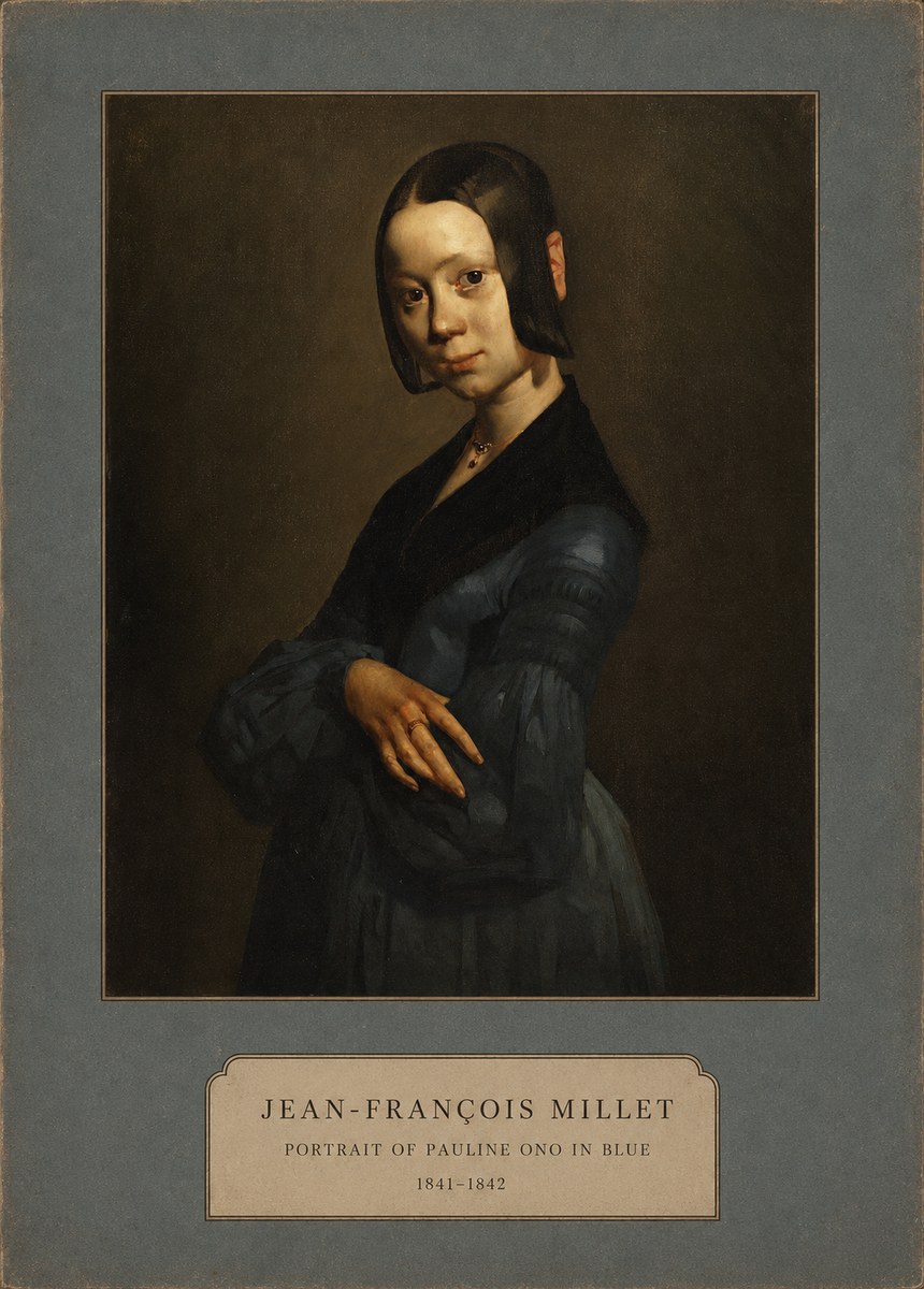 Jean-François Millet Portrait of Pauline Ono in Blue No2 - Affiche