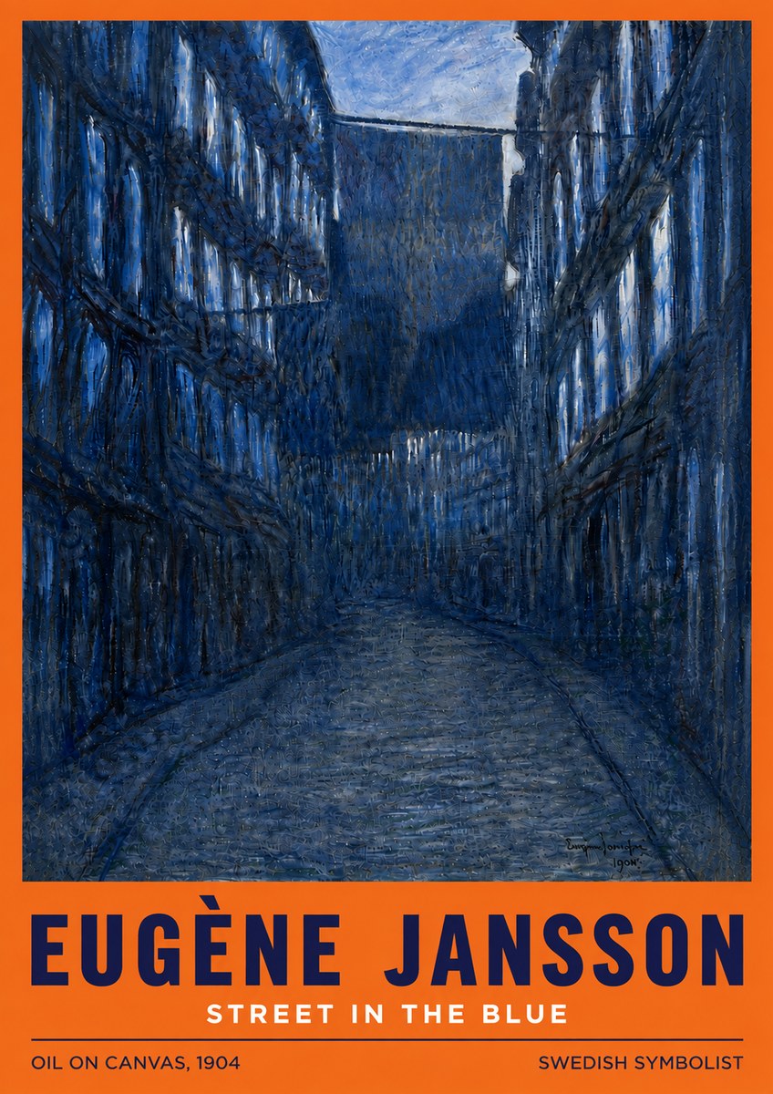 Eugène Jansson Street in the Blue No6 - Affiche