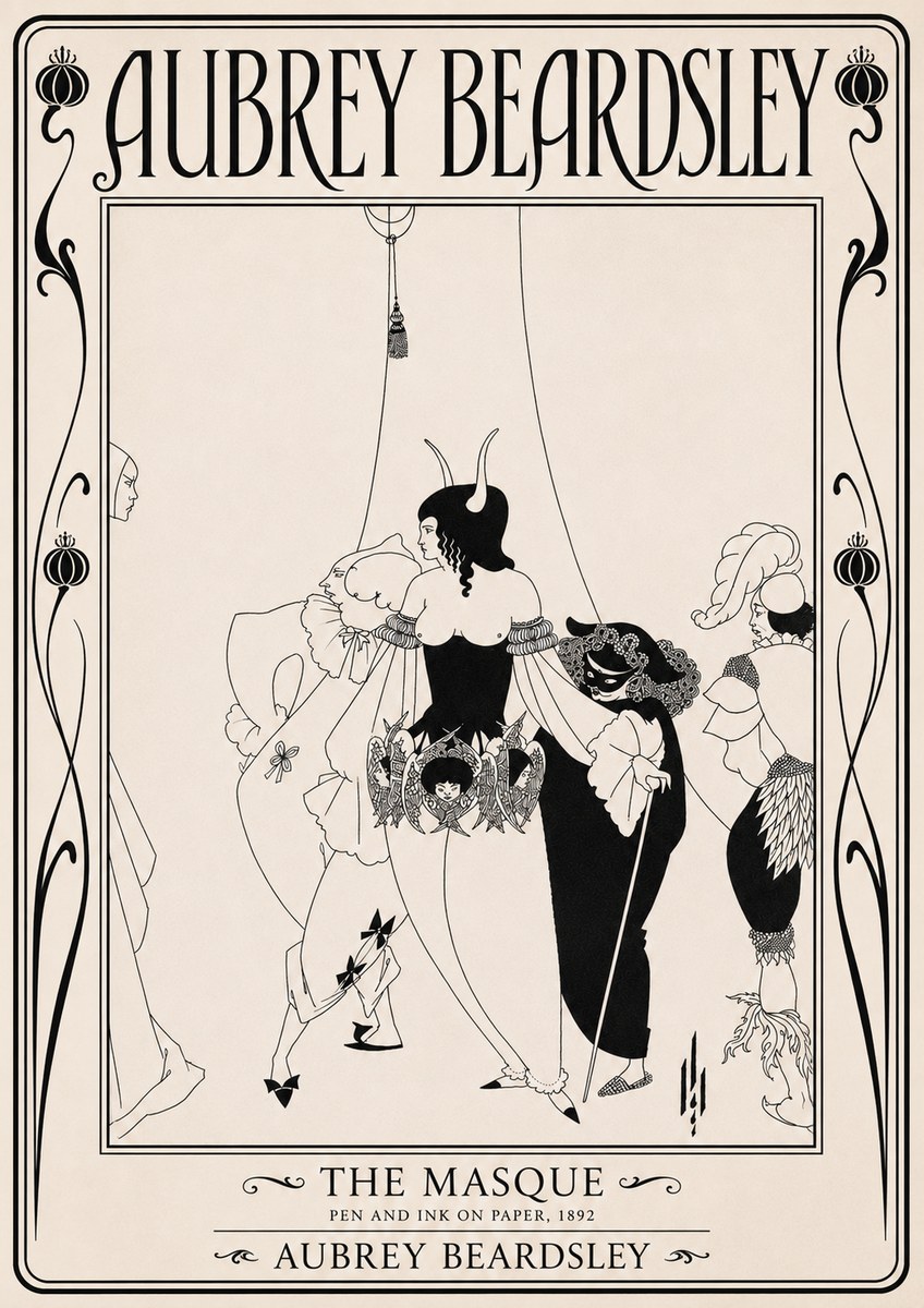 Aubrey Beardsley The Masque No5 - Affiche