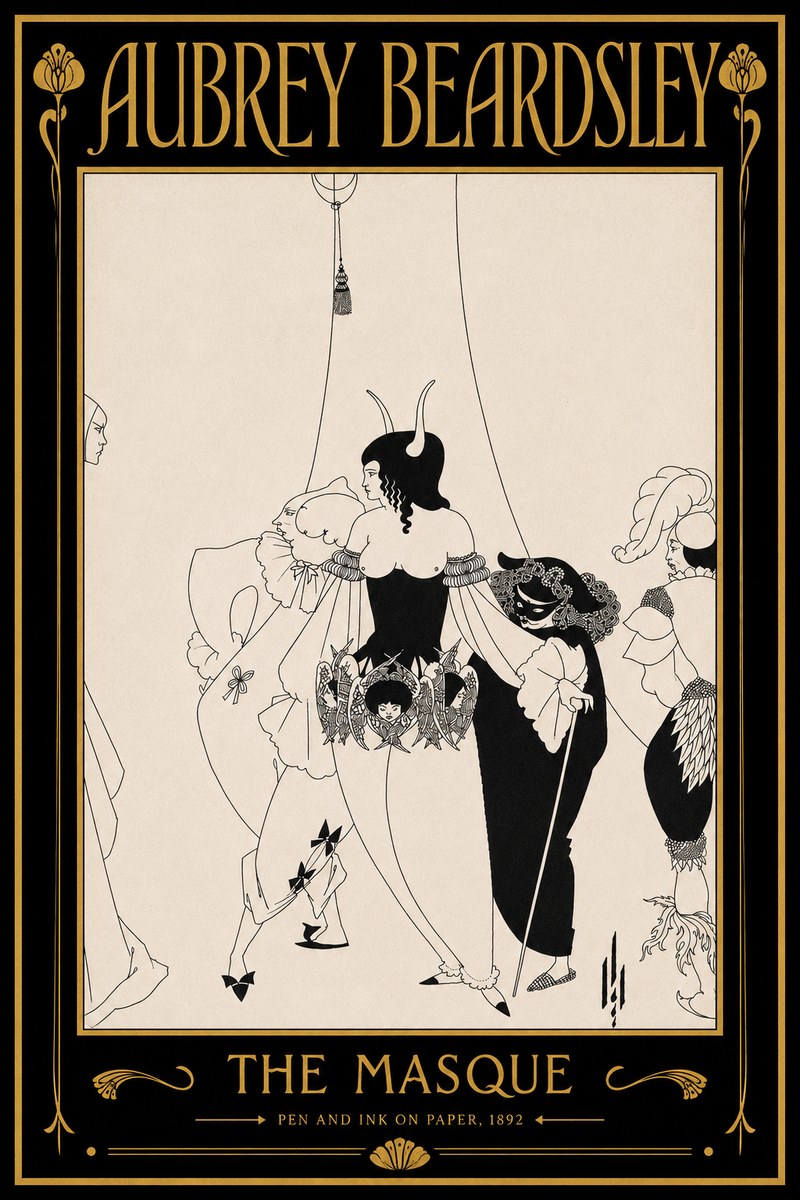 Aubrey Beardsley The Masque No6 - Affiche
