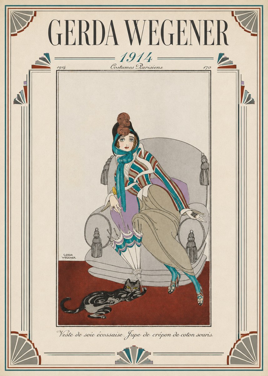 Gerda Wegener Veste De Soie Écossaise. Jupe De Crépon De Coton Souris. No1 - Affiche