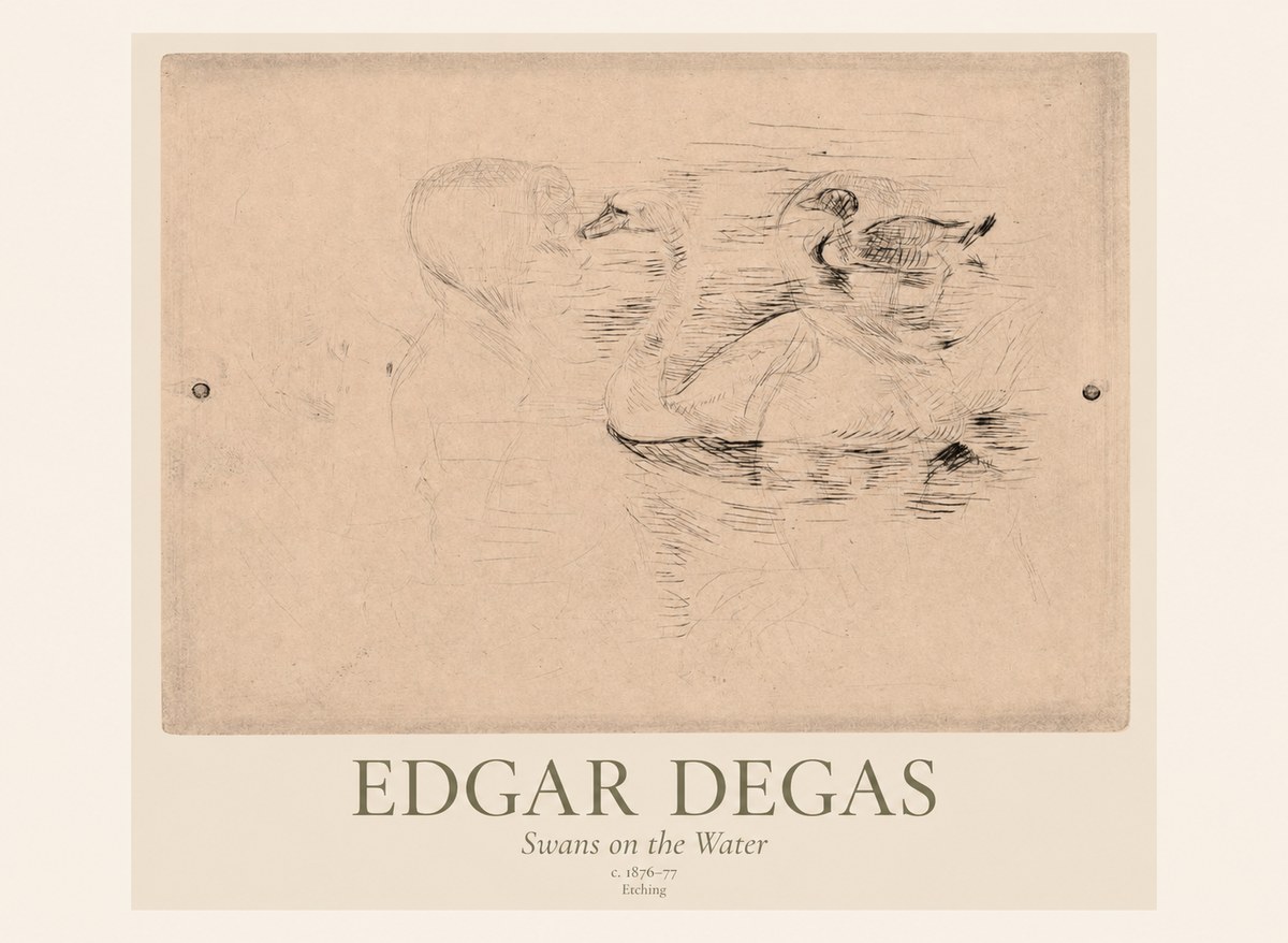 Edgar Degas Swans on the Water No1 - Affiche