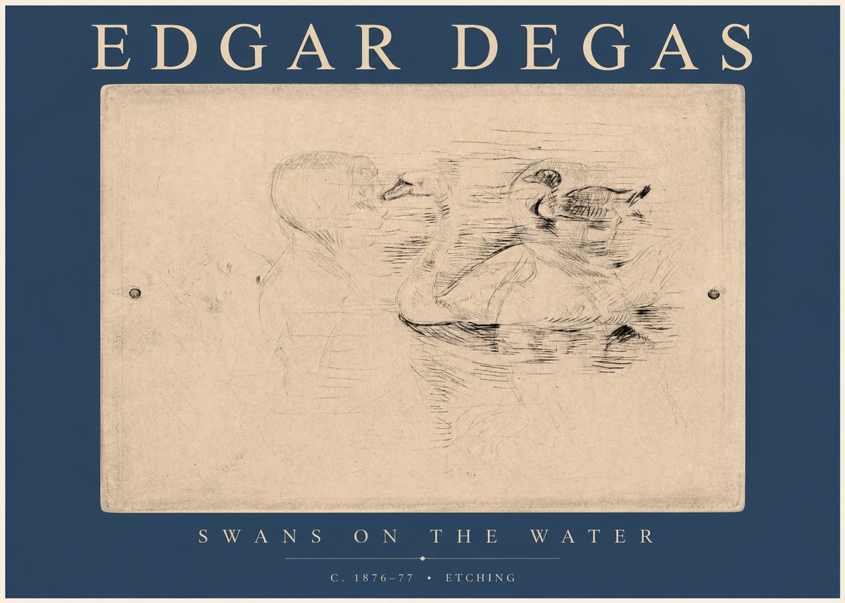 Edgar Degas Swans on the Water No2 - Affiche
