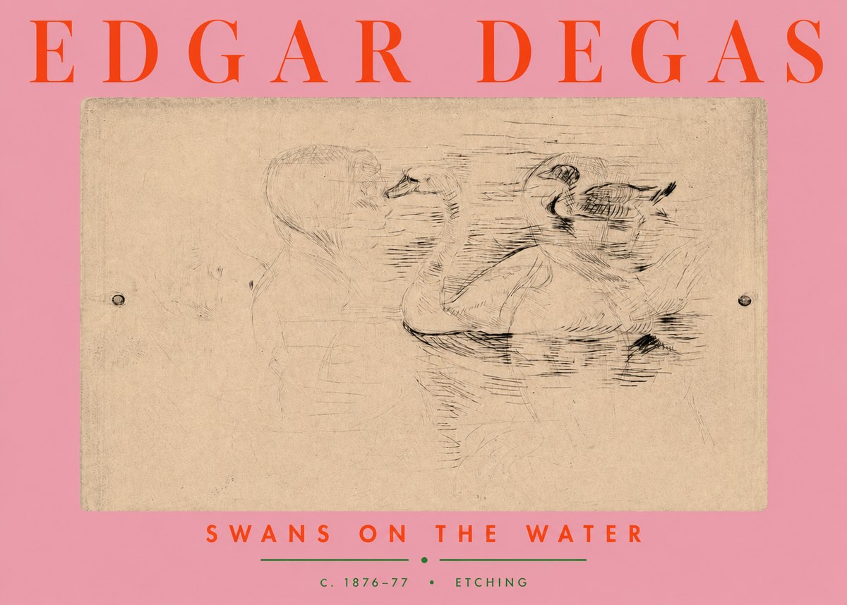 Edgar Degas Swans on the Water No3 - Affiche