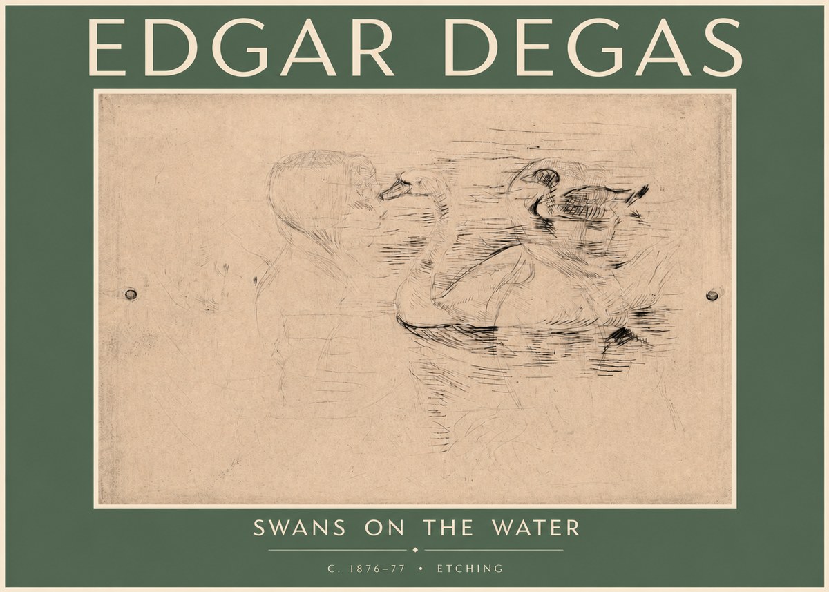 Edgar Degas Swans on the Water No4 - Affiche