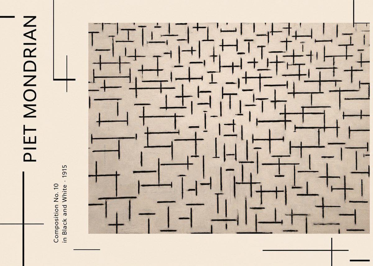 Piet Mondrian Composition No. 10 in Black and White No2 - Affiche