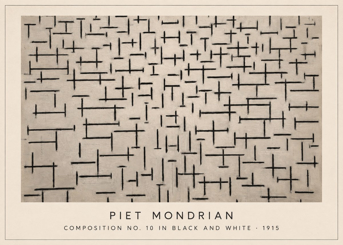 Piet Mondrian Composition No. 10 in Black and White No3 - Affiche