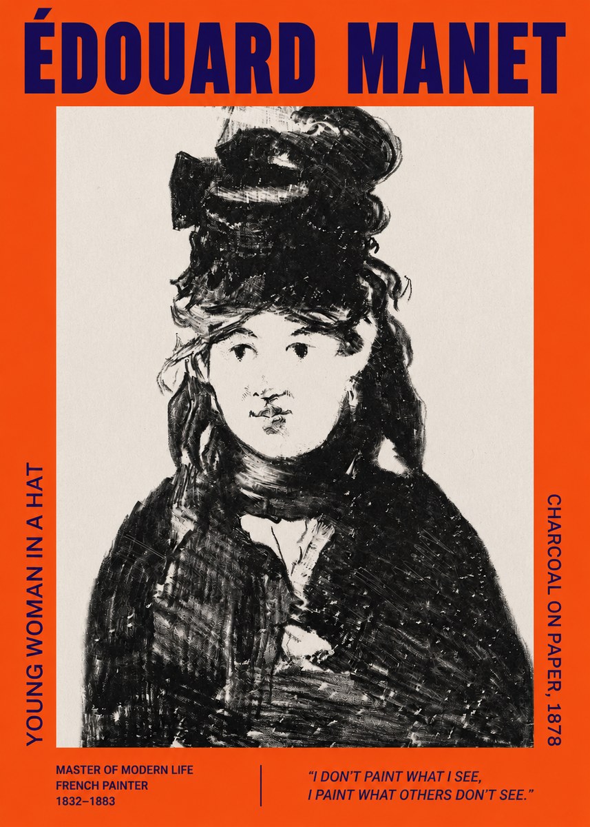 Édouard Manet Young Woman in a Hat III No2 - Affiche