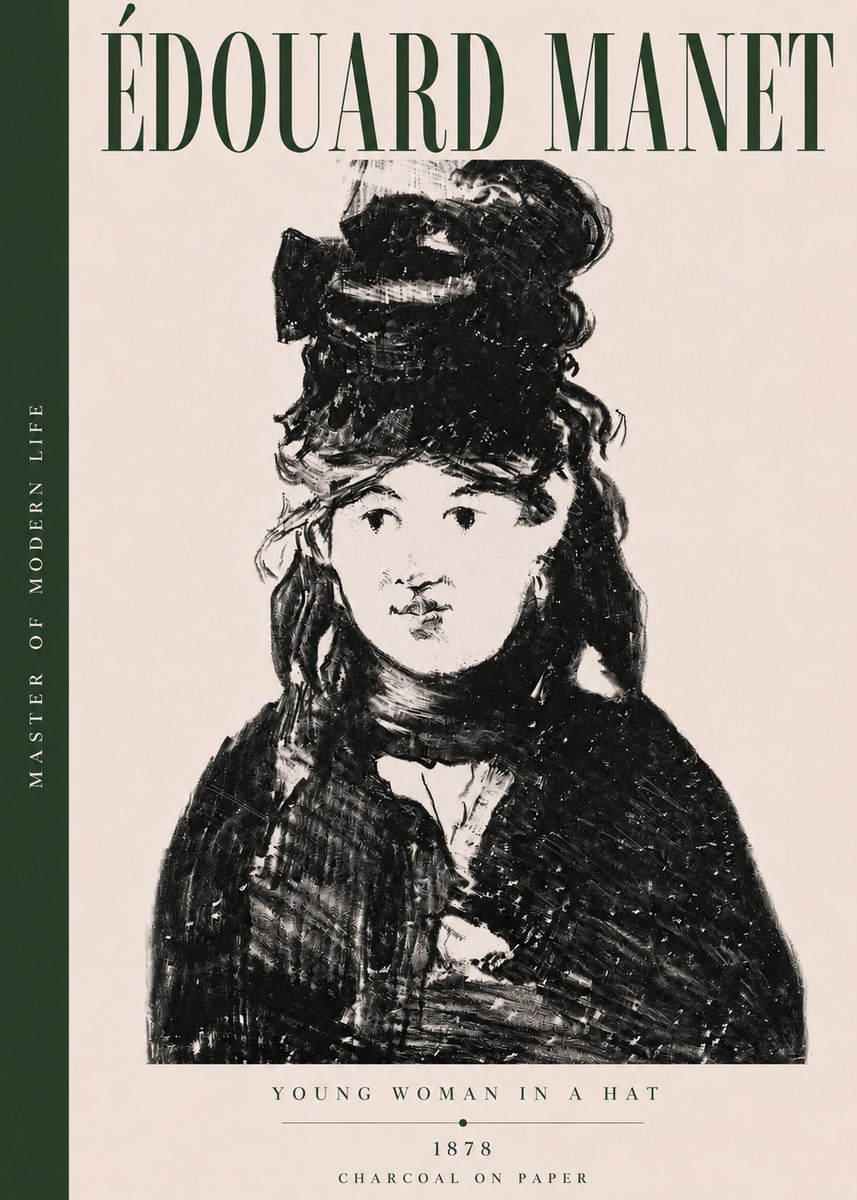 Édouard Manet Young Woman in a Hat III No3 - Affiche