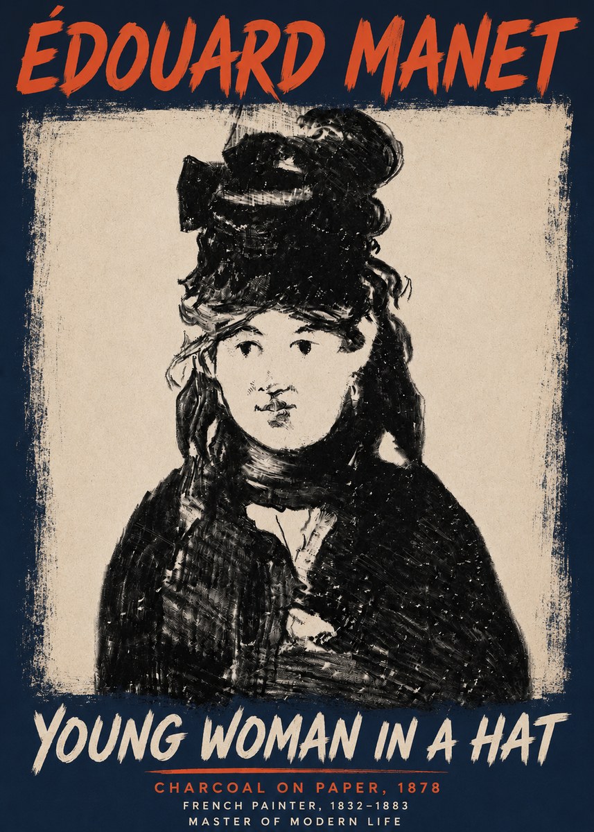 Édouard Manet Young Woman in a Hat III No4 - Affiche