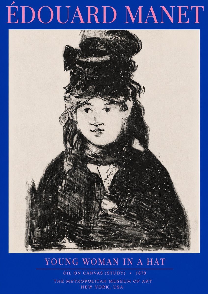 Édouard Manet Young Woman in a Hat IV No2 - Affiche