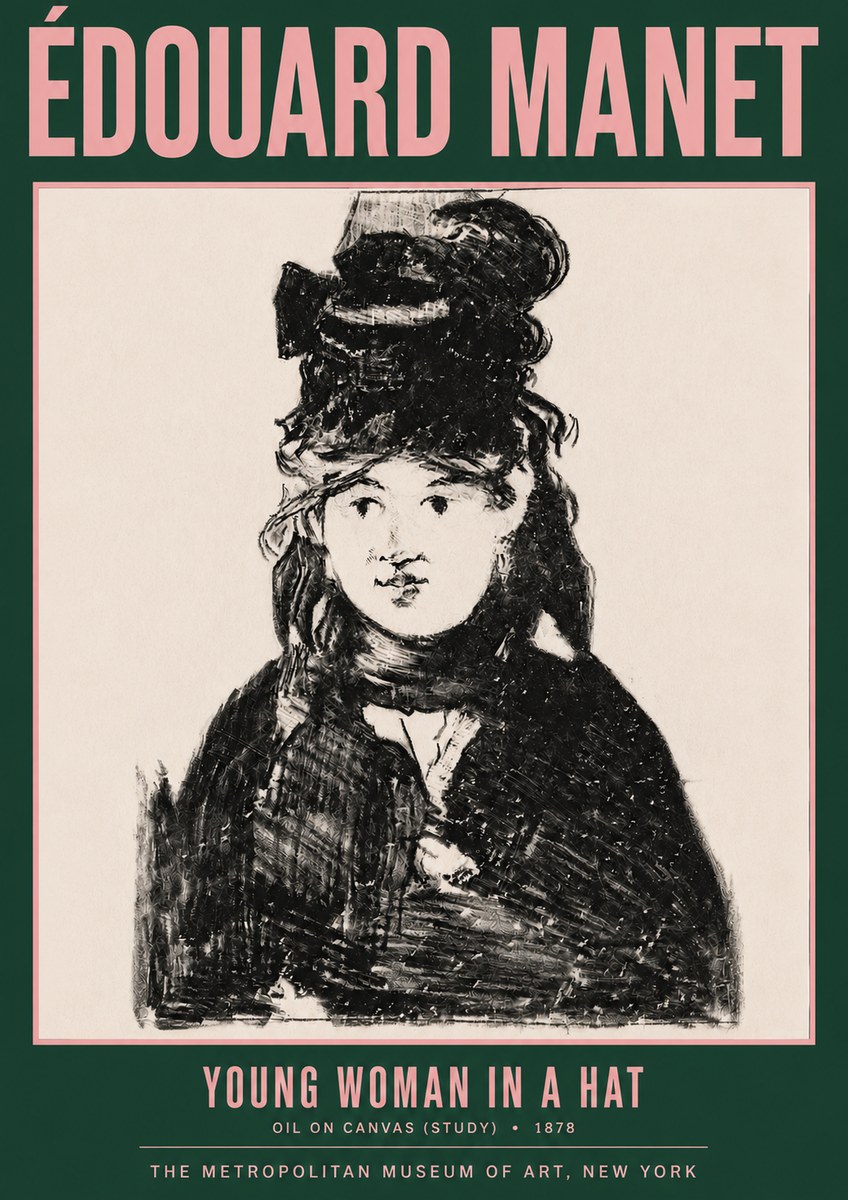 Édouard Manet Young Woman in a Hat IV No3 - Affiche